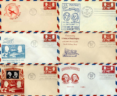 6 CIPEX Air Stamped Envelopes